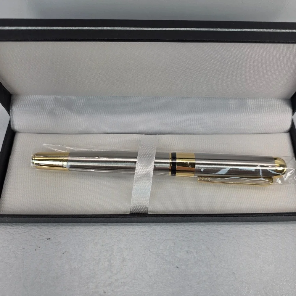 Executive Ballpoint Pen‎ Metallic Gold and Silver Finish Black Ink with Gift Box